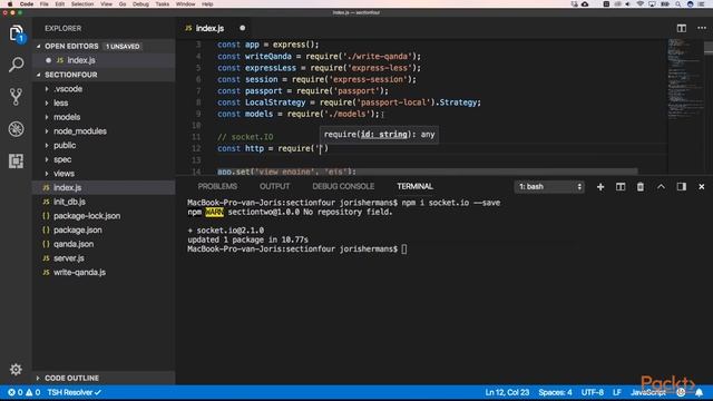 Hands-on Application Development with Node.js: Setup socket.io on the Server|packtpub.com смотреть онлайн