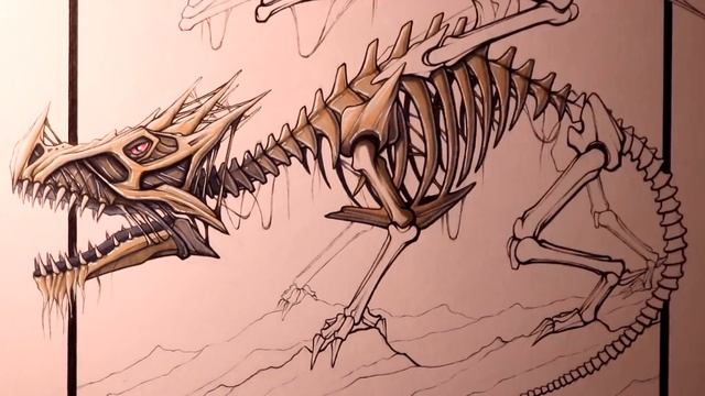 Let's Draw a BONE DRAGON - FANTASY ART FRIDAY смотреть онлайн