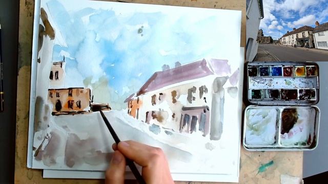 15 Minutes Watercolour Urban Sketch - Back To Basics, Simple Shapes, Amazing Effects