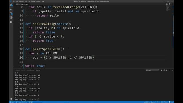 Python lernen, #16 Vier gewinnt lösen, Teil 1 смотреть онлайн