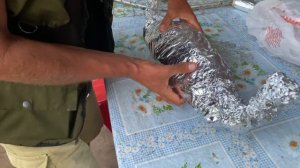 Приготовление сазана на углях в фольге.