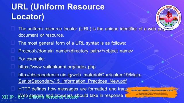 SVSSS (12 CBSE) XII IP - 8.1 - Uniform Resource Locator смотреть онлайн