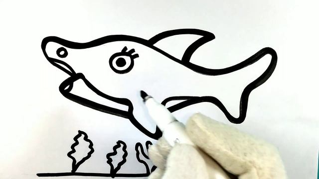 Cute Lady Dolphin Drawing For Kids, Toddlers step by step complete Tutorial смотреть онлайн
