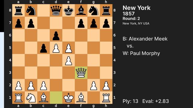 White Castle Slider - Paul Morphy vs Alexander Meek (New York 1857) смотреть онлайн