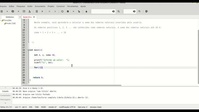 Curso de Programação C | Exercício 05: Soma de N valores | Aula 23 смотреть онлайн