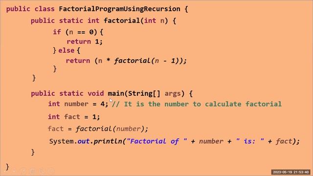 Java program to calculate Factorial of a number using Recursion | Pradeep Nailwal смотреть онлайн