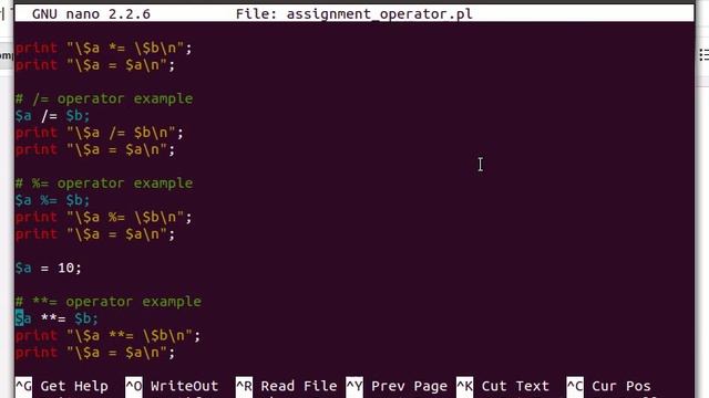 Perl Assignment Operators Example смотреть онлайн