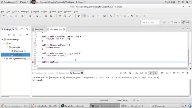 using eqauls() method in java смотреть онлайн