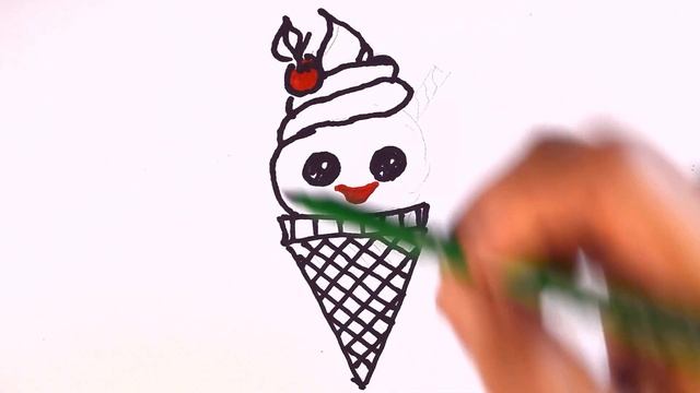 Bolalar uchun muzqaymoq rasm chizish / ICE CREAM FOR KIDS Drawing Рисовать мороженое смотреть онлайн