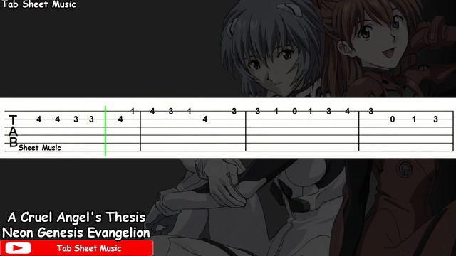Neon Genesis Evangelion OP - A Cruel Angel's Thesis Guitar Tutorial смотреть онлайн