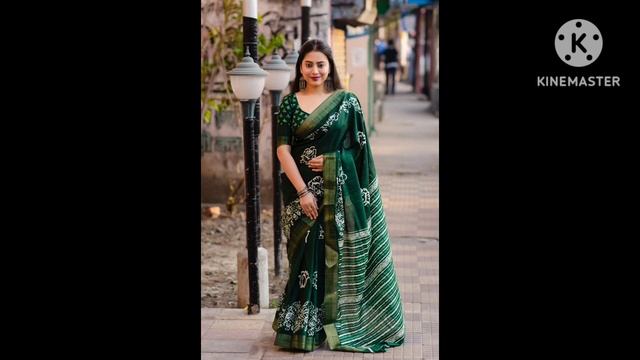 Batik Print Soft Silk Slub Sarees With Extraordinary Batik Print Blouse For Best Price Online.. смотреть онлайн