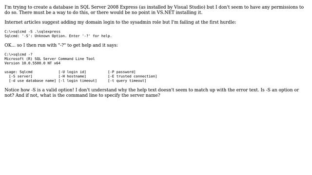 Databases: How do you connect to SQL Server 2008 Express when SA is disabled? смотреть онлайн
