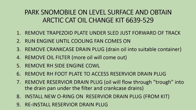 2016 ARCTIC CAT PANTERA 7000 OIL CHANGE