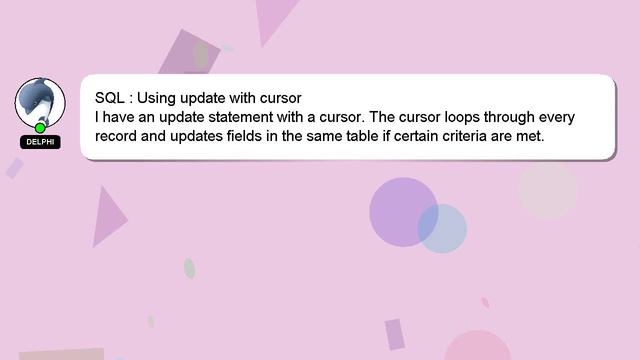 SQL : Using update with cursor смотреть онлайн