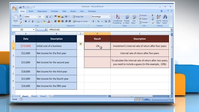 IRR function in Excel смотреть онлайн