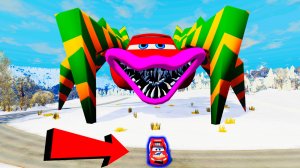 Величайшие побег Молнии МакКуина от монстра-паука Молнии МакКуин в Beam.NG.Drive