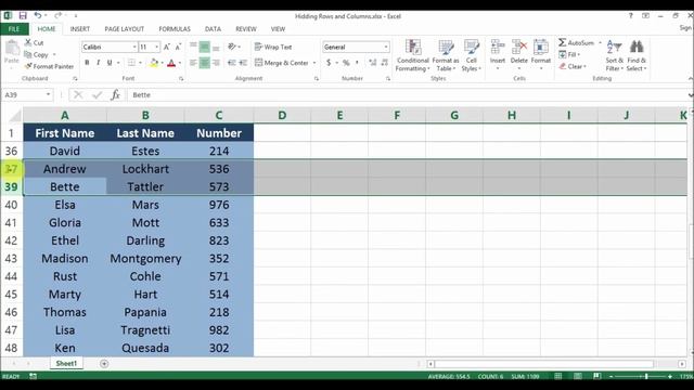 ms office excel hide rows and columns смотреть онлайн