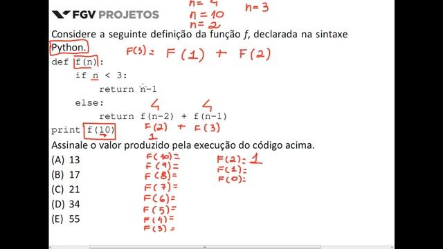 QCOM - Algoritmo e estruturas de dados - Método recursivo - PYTHON - FGV - MP-AL 2018 смотреть онлайн