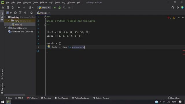 Write a Python Program Add Two Lists смотреть онлайн