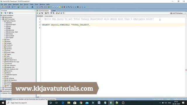 Write SQL Query to get Total Salary department wise where more than 5 employees exist? смотреть онлайн