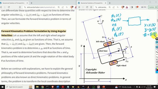 Differential Drive Robot: Solution of Forward Kinematics and Simulation of Motion in Python/Pygame смотреть онлайн