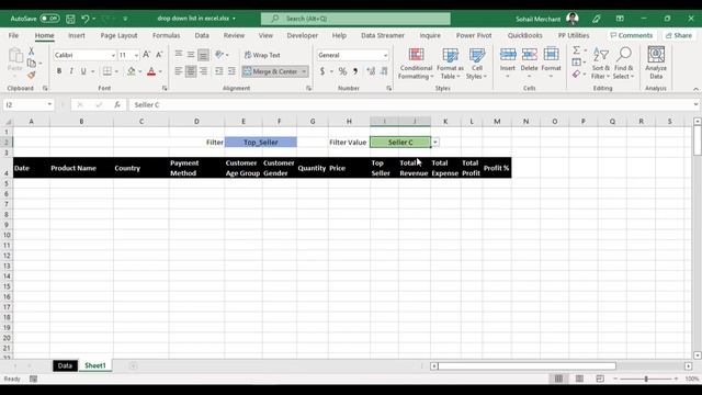Extract Data Based On Drop Down List In Excel | Dynamic Filter Function