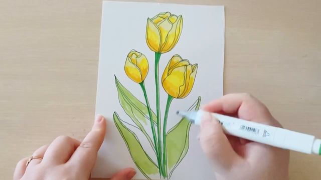 Как нарисовать тюльпаны / How to draw tulips смотреть онлайн