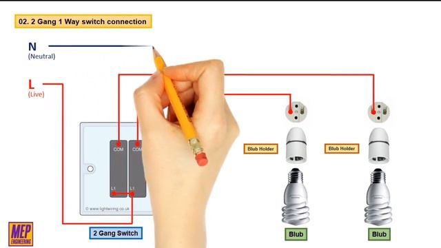 1 Gang, 2 Gang & 3 Gang 1 Way Switch Connection | How To Wire Light Switch