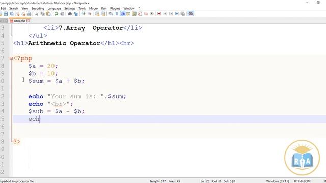 PHP Fundamental Bangla Tutorial class-10: How to use PHP Arithmetic operators смотреть онлайн