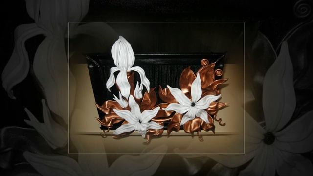 КАРТИНА ИЗ КОЖИ. БЕЛЫЕ ЛИЛИИ С ЗОЛОТЫМИ ЛИСТЬЯМИ смотреть онлайн