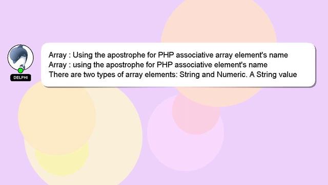 Array : Using the apostrophe for PHP associative array element's name смотреть онлайн