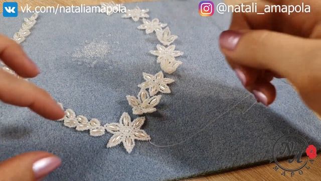 Bead necklace/Pearl necklace/Diy necklace/Necklace with flowers/Колье из бусин бисера/Часть 2 смотреть онлайн
