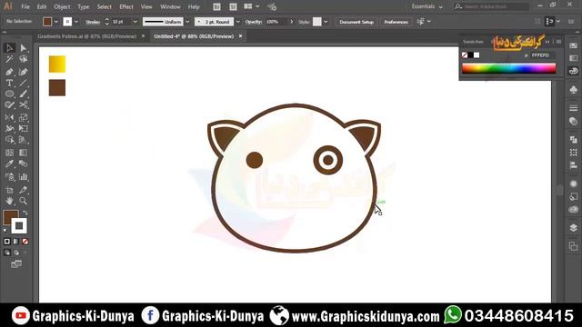 Teddy Bear Flat Animal Icon Design In Adobe Illustrator смотреть онлайн