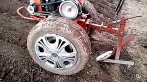 Мотоблок "Салют 5" с большим плугом.