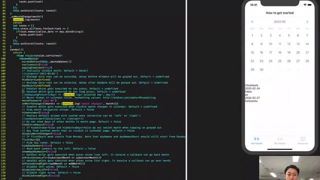 【ReactNative】react-native-calendarsでカレンダーの月を変更した時のイベントを実装 смотреть онлайн