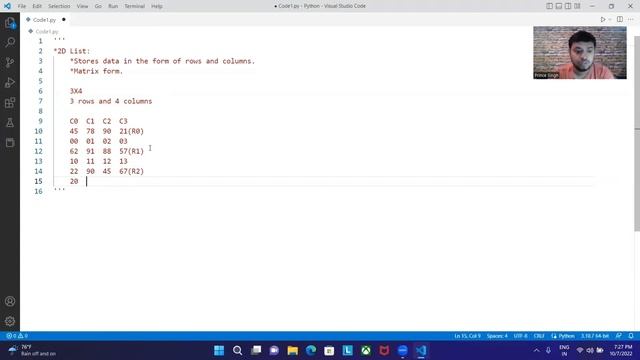 Two Dimensional(2-D) List In Python | INTRODUCTION | Python Tutorials For Beginners смотреть онлайн