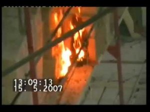 Испытания по технологии пожаротушения высокостеллажных складов на основе МПП "Ураган" (2007 год)