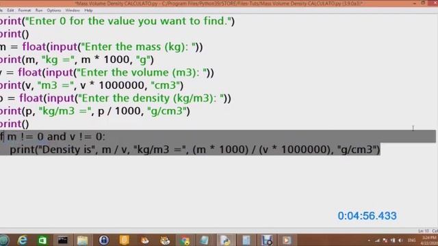 Python tutorial to calculate Density, Mass, Volume смотреть онлайн
