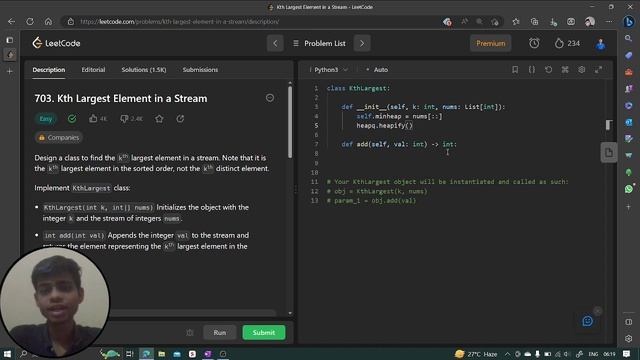Kth Largest Element in a Stream | Leetcode Q.703 | Python | C++ | Java | Leetcode daily challenges смотреть онлайн