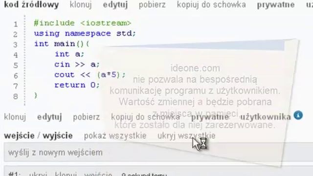 Jak, w systemie ideone.com, użytkownik może komunikować się z programem? смотреть онлайн
