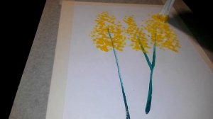 Весенний букет мимозы. Рисование ватными палочками.