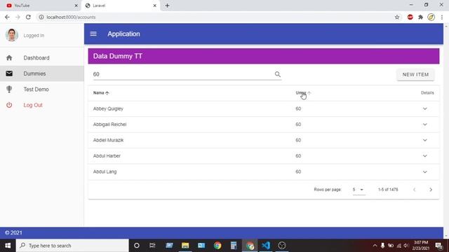 Laravel Vue Vuetify Server Side Data Table Demo смотреть онлайн