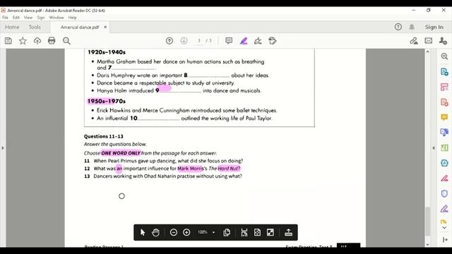 IELTS Reading Passage (The History Of Modern American Dance) Solution