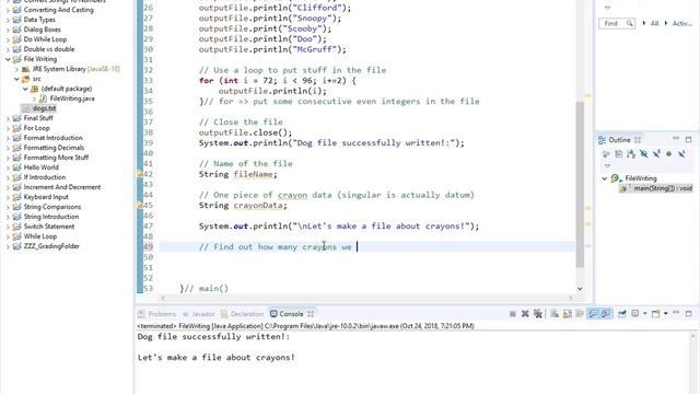 Java 4.6- File Writing смотреть онлайн