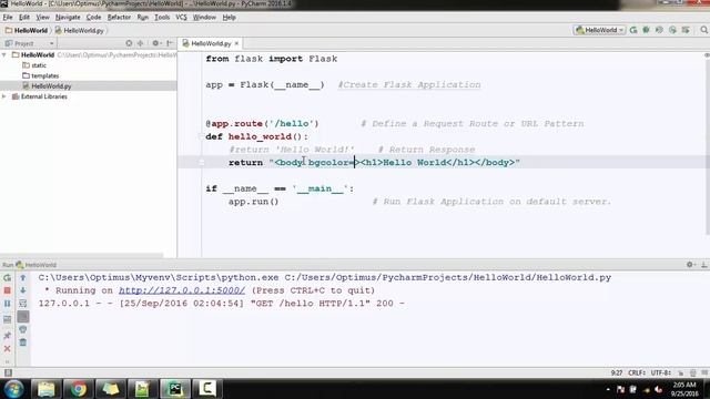 Flask 101 Part 3 Simple Hello World Flask Application Using PyCharm and Debugging смотреть онлайн