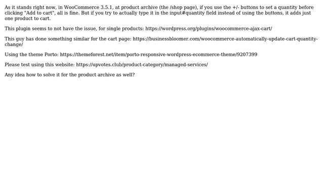 In WooCommerce product archive, how can you also set the quantity to be added to cart by typing,... смотреть онлайн