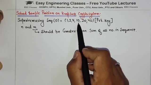 KnapSack Encryption Algorithm in Hindi - Types of Keys, Solved Example смотреть онлайн