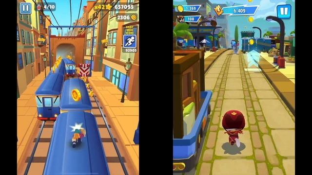 Subway Surfers: Barcelona! VS Talking Tom Hero Dash Run Walkthrough смотреть онлайн