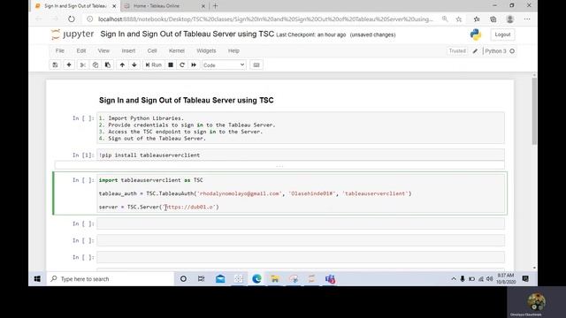 How to Sign In and Sign Out of Tableau Server Using Python TSC смотреть онлайн