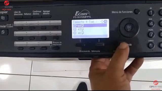 Kyocera M2035/FS1035/FS1135 - Configurar papel A4 смотреть онлайн